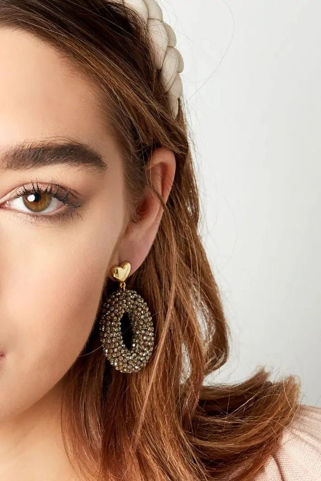 Statement oorbel met hart | Lila | Glazen kralen - wonder & melon - wonder & melon