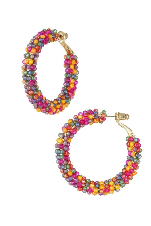 Statement Oorbel met kralen groot | Multi | Glazen kralen - wonder & melon - wonder & melon