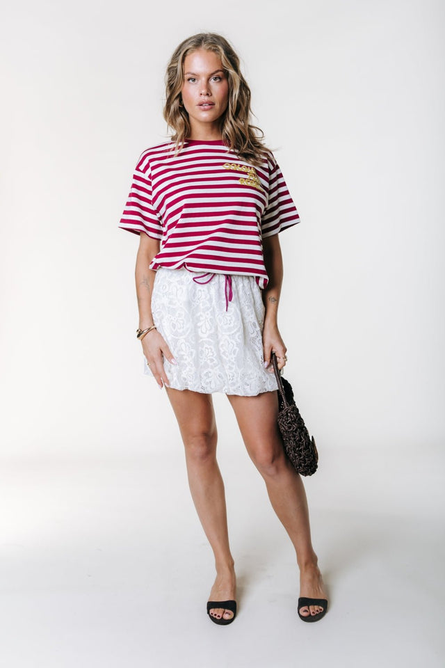 Streep shirt | Loose fit | Red | Colourful Rebel - Colourful Rebel - wonder & melon