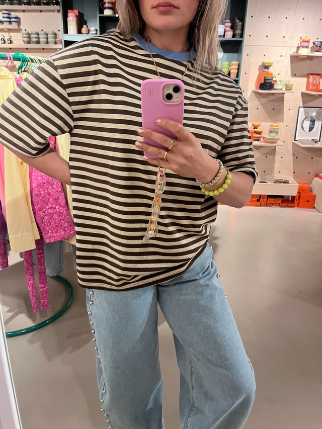 T-Shirt | Streep | Brown/Blue - wonder & melon - wonder & melon