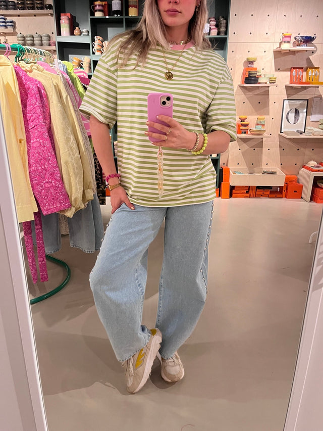 T-Shirt | Streep | Green/pink - wonder & melon - wonder & melon
