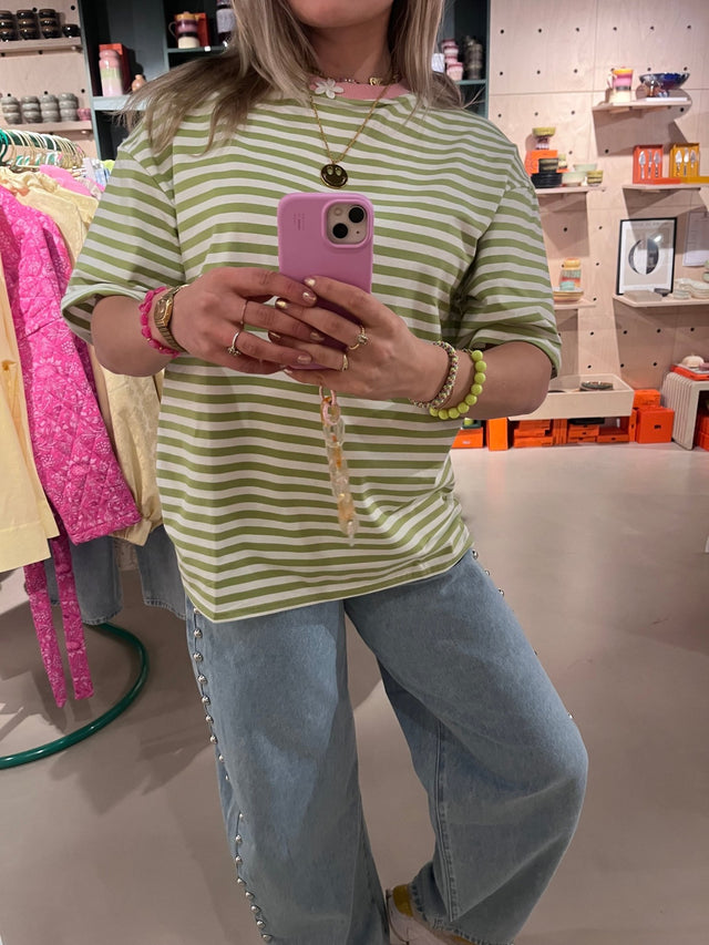T-Shirt | Streep | Green/pink - wonder & melon - wonder & melon