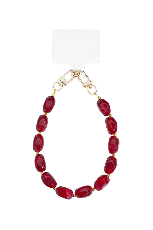 Telefoonkoord | Kralen Luxe | Donker Rood - wonder & melon - wonder & melon