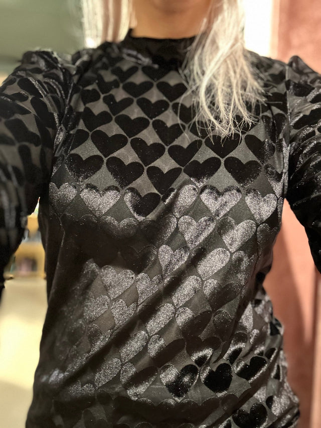 Top | Hearts all over | Zwart - wonder & melon - wonder & melon