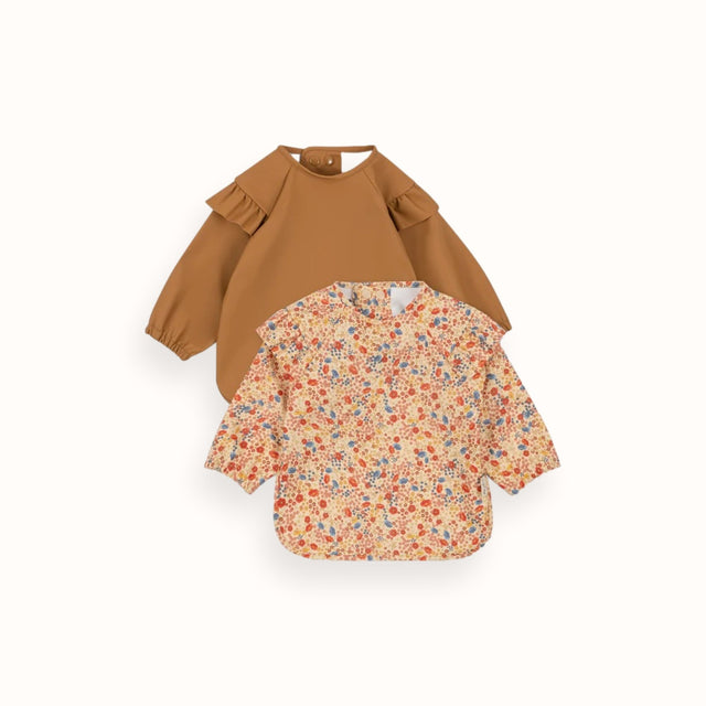 2 pack dinner bib frill with sleeves villetta/almond | konges slojd - Konges Sløjd - wonder & melon