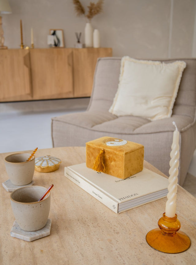 Glazen kaarsenhouder klein koraal - À la Collection - wonder & melon