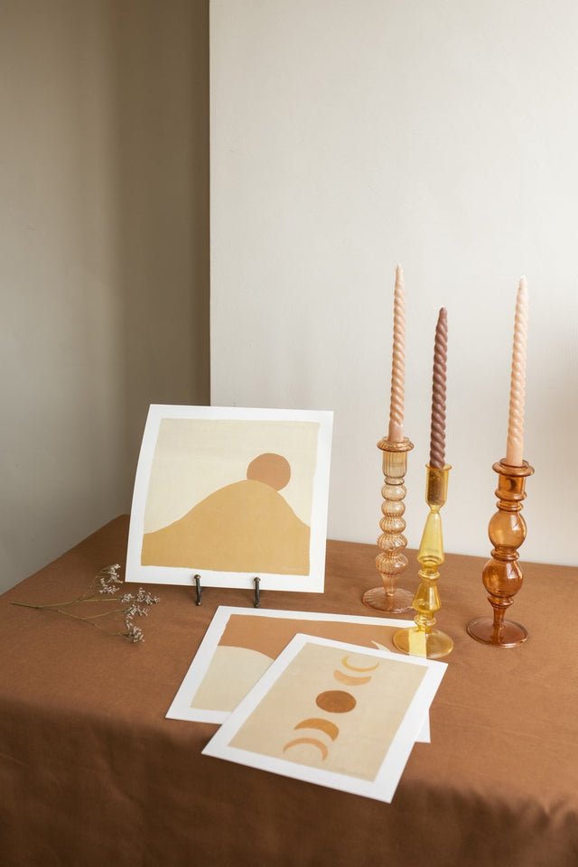 Glazen kandelaar mosterd - À la Collection - wonder & melon