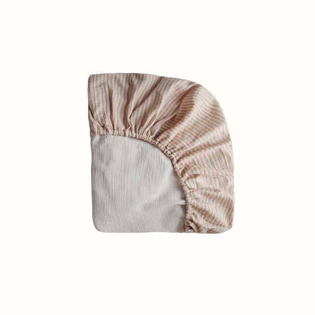 Kinderhoeslaken | natural stripes - Mushie - wonder & melon