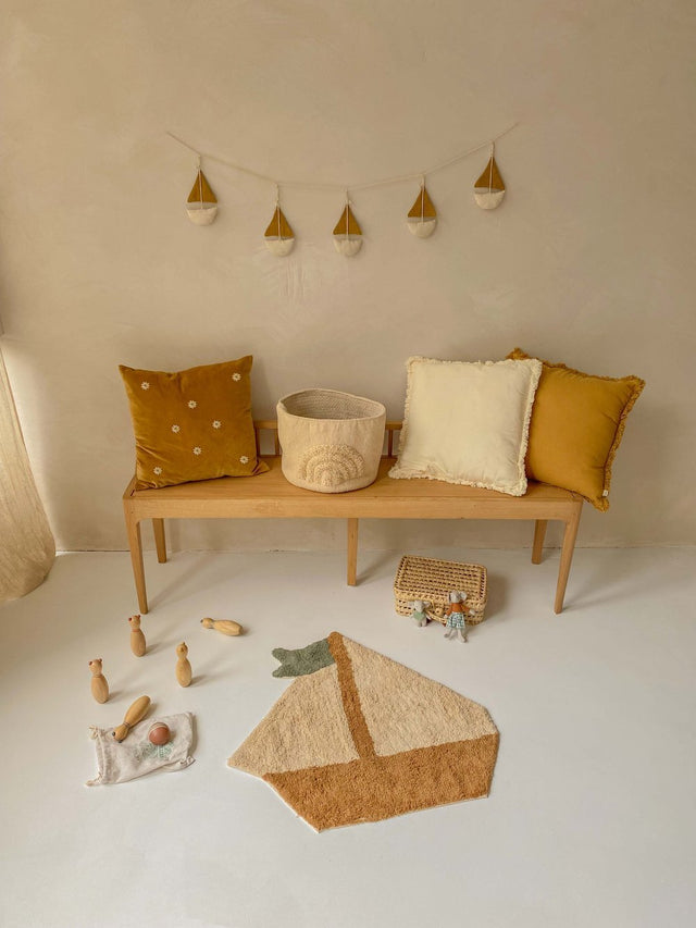 Linnen zeilboot slinger mustard - À la Collection - wonder & melon