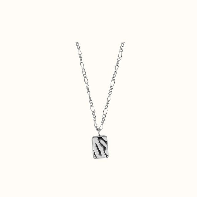 Vivid silverplated ketting rechthoek zebra zwart wit - All the luck in the world - wonder & melon