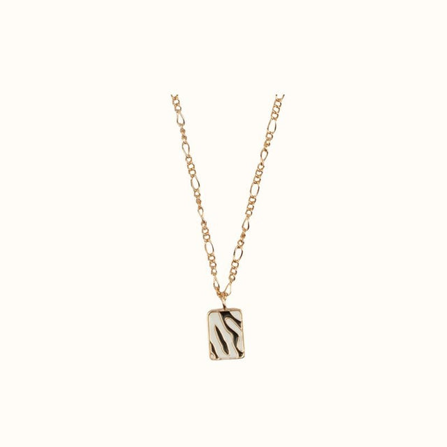Vivid silverplated ketting rechthoek zebra zwart wit - All the luck in the world - wonder & melon