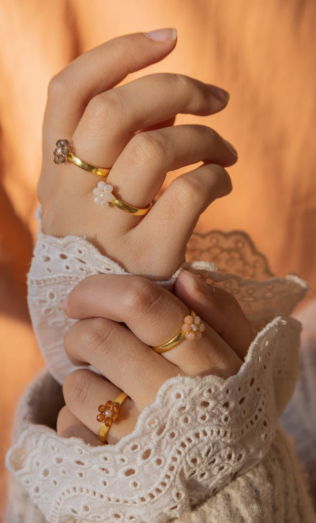 Wild flower ring Witte Quartz - À la Collection - wonder & melon