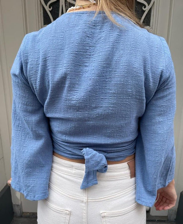 Wrap top katoen mid blue | Berawa - Berawa - wonder & melon