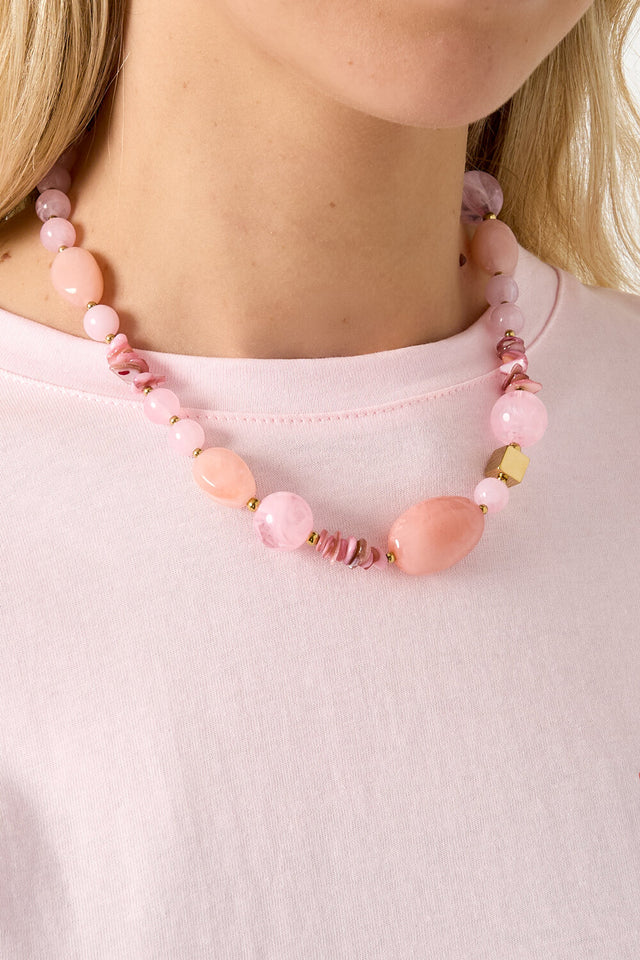 Kralen ketting | Multi kralen | Roze