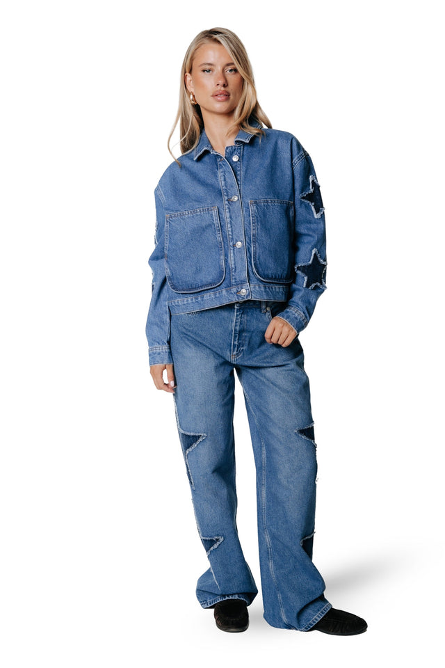 Colourful rebel | Zadie star studded wide leg jeans