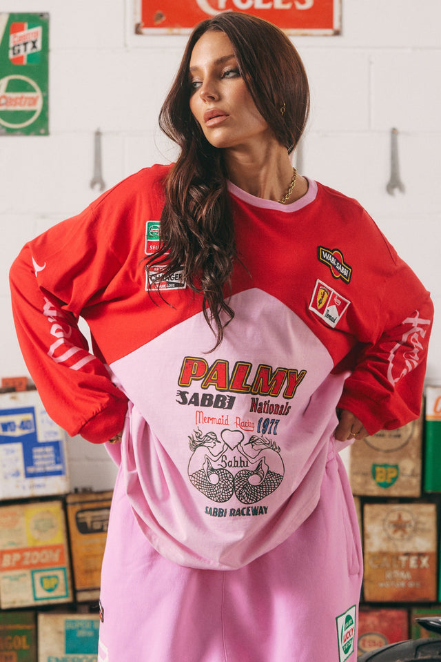 SABBI |  Long Sleeve Mermaid Racing tee | Pink