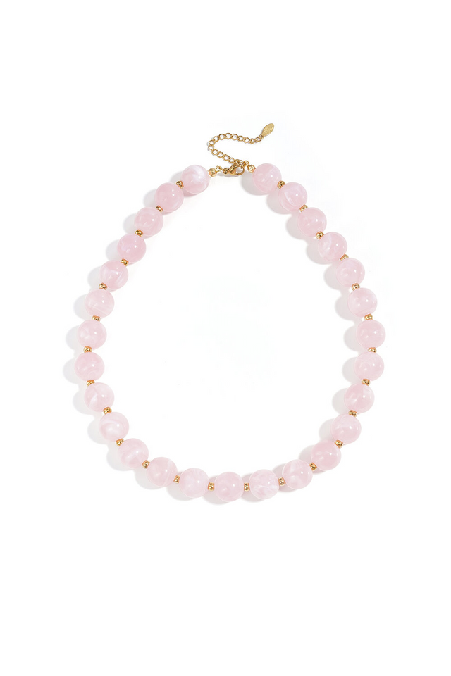 Kralen ketting | Gouden kraaltjes | Light pink