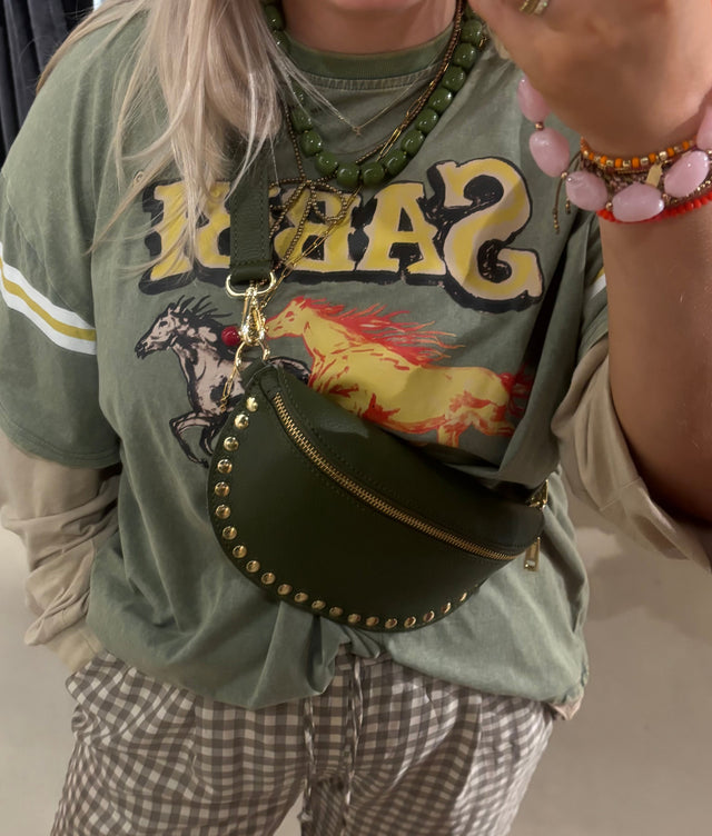 Crossbody Tas | Leer | legergroen