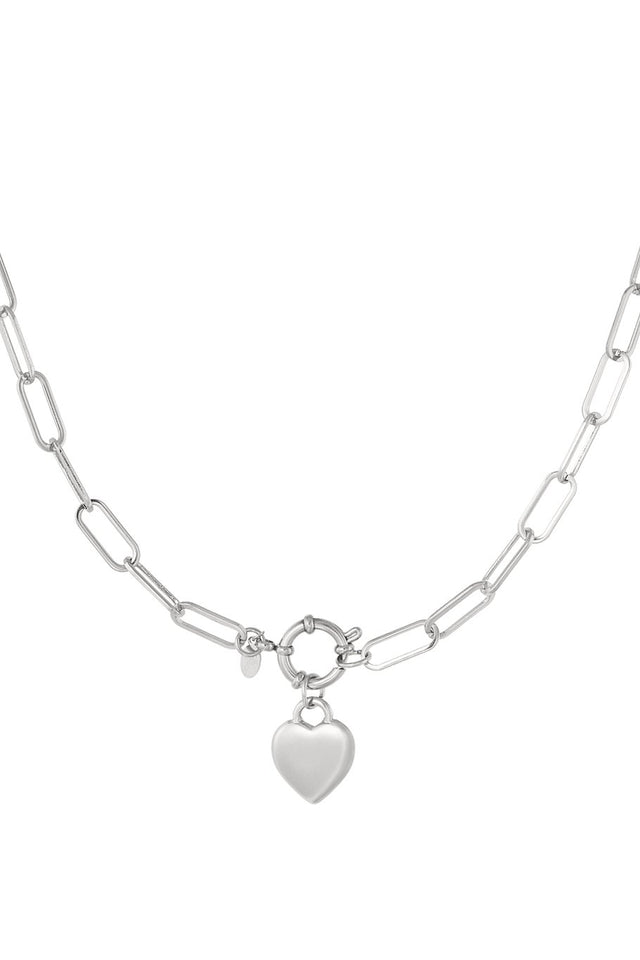 Schakel Ketting Hart | Zilver | Stainless Steel