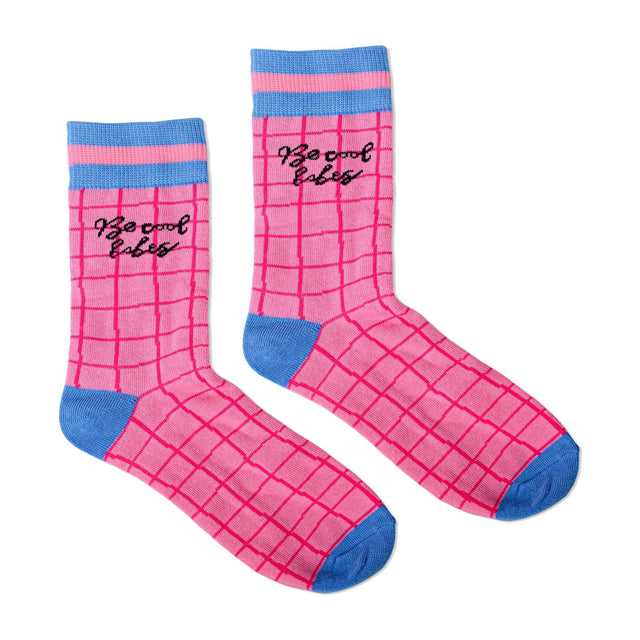 Paddywax Be Cool Babes roze sokken met ruitjesprint