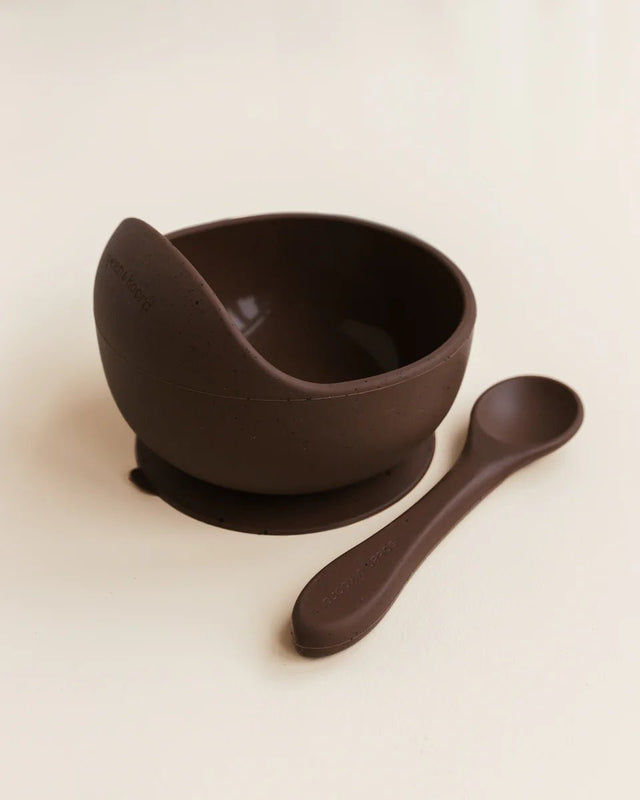 Bowl + Spoon Set | Speckled Coffee - Speen en Koord - wonder & melon