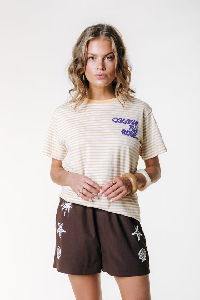 Colourful Rebel | Streep shirt | Geel/paars - Colourful Rebel - wonder & melon