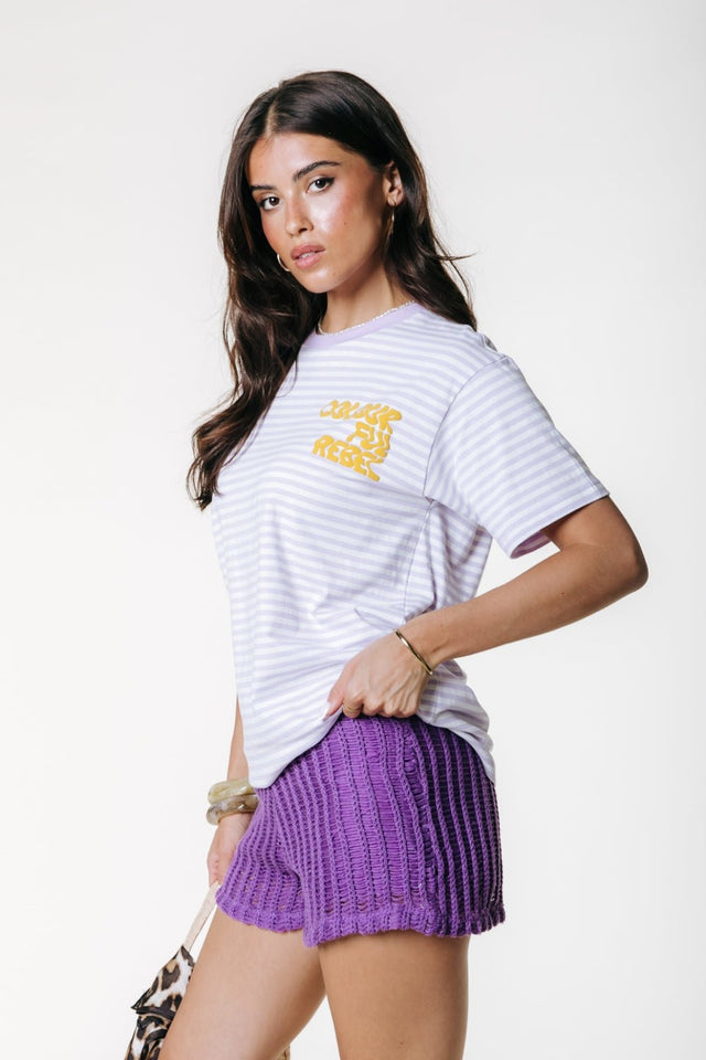 Colourful Rebel | Streep shirt | Paars/Geel - Colourful Rebel - wonder & melon
