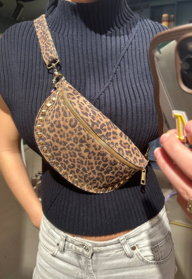 Crossbody Tas | Suede Panter | Donkerbruin - wonder & melon - wonder & melon