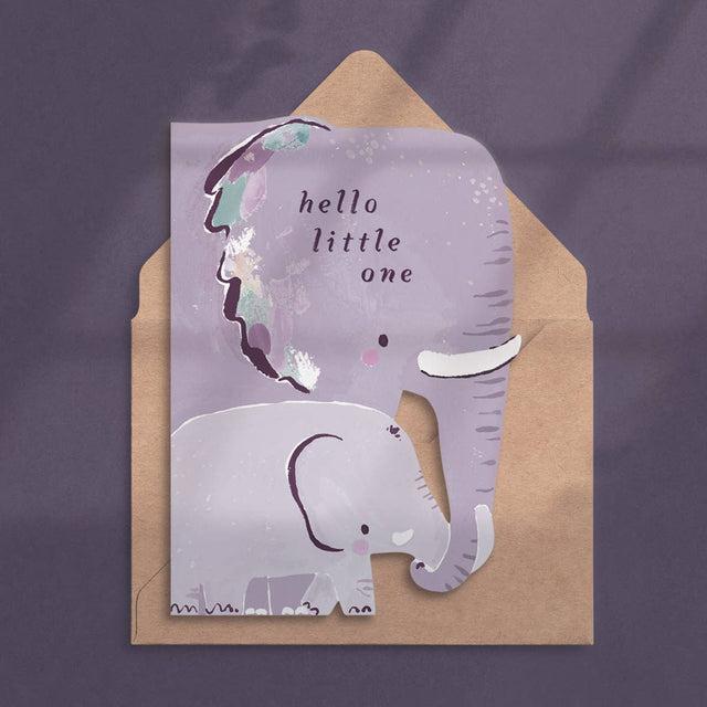 Elephant New Baby-kaart | Nieuwe ouderkaart | Babykaarten - Sister Paper Co. - wonder & melon