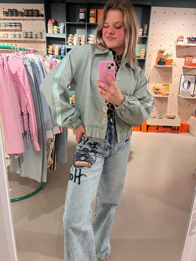 Fluresk | Bomber blauw | Blauwe streep - Fluresk - wonder & melon