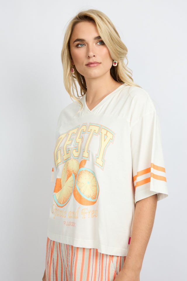 Fluresk | Zesty shirt | Wit/oranje - FLURESK - wonder & melon