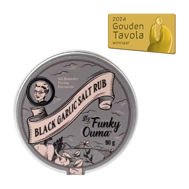 Funky Ouma Black Garlic Salt met Gouden Tavola 2024