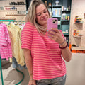 Gestreept T-Shirt | Fuchsia/Pink - wonder & melon - wonder & melon