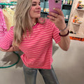 Gestreept T-Shirt | Fuchsia/Pink - wonder & melon - wonder & melon