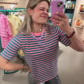 Gestreept T-Shirt | Green/Pink - wonder & melon - wonder & melon