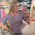Gestreept T-Shirt | Green/Pink - wonder & melon - wonder & melon