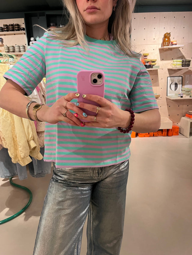 Gestreept T-Shirt |Mint/Lila - wonder & melon - wonder & melon