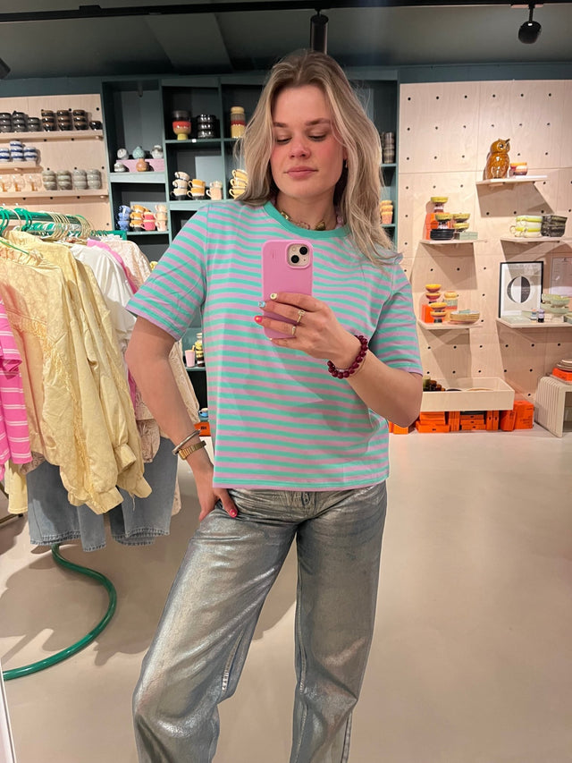 Gestreept T-Shirt |Mint/Lila - wonder & melon - wonder & melon
