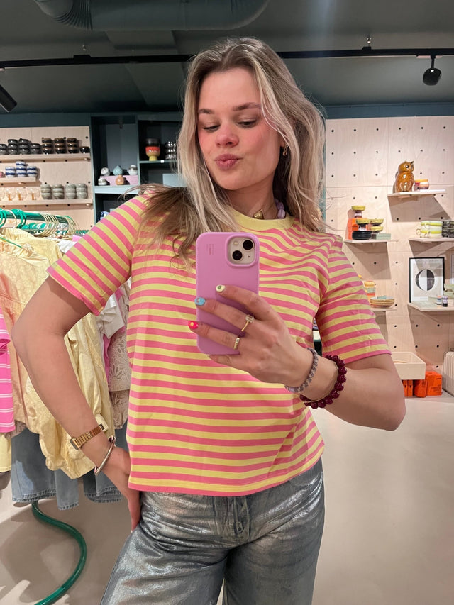 Gestreept T-Shirt |Yellow/Pink - wonder & melon - wonder & melon