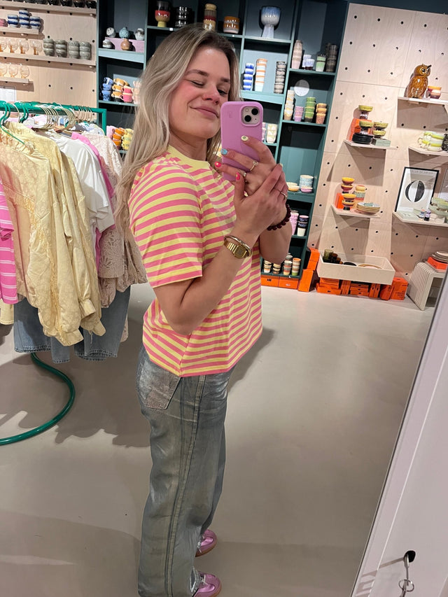 Gestreept T-Shirt |Yellow/Pink - wonder & melon - wonder & melon