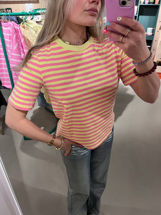Gestreept T-Shirt |Yellow/Pink - wonder & melon - wonder & melon