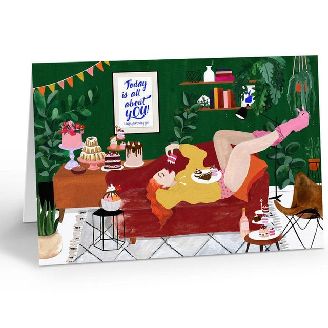 Kaart | Birthday Couch Girl - The Card Company - wonder & melon