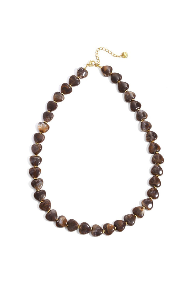 Ketting hartjes kralen | Brown - wonder & melon - wonder & melon