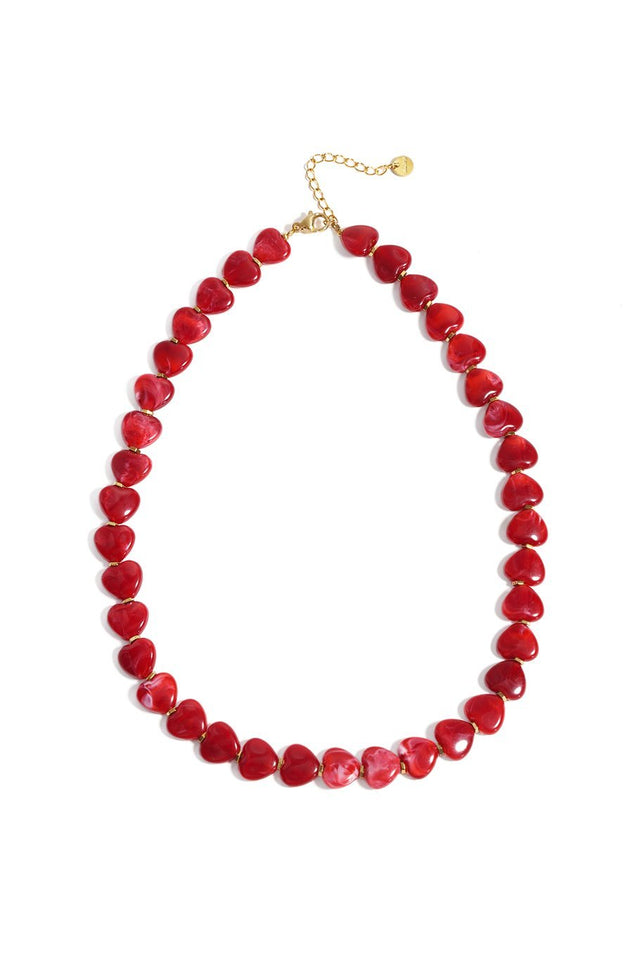 Ketting hartjes kralen | Red - wonder & melon - wonder & melon
