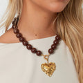 Ketting kralen Big| Brown | Stainless Steel - wonder & melon - wonder & melon