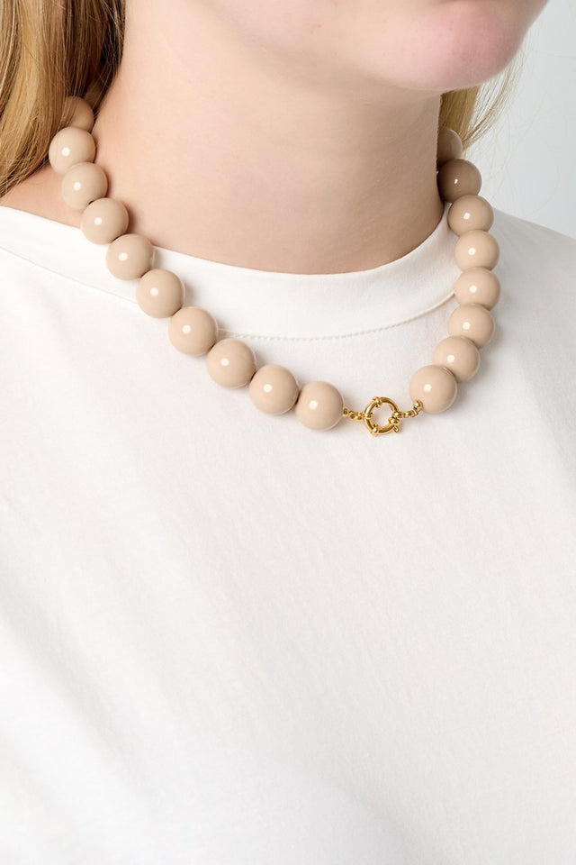 Ketting kralen Big | Khaki | Stainless Steel - wonder & melon - wonder & melon