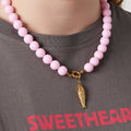 Ketting kralen Medium | Baby Pink | Stainless Steel - wonder & melon - wonder & melon