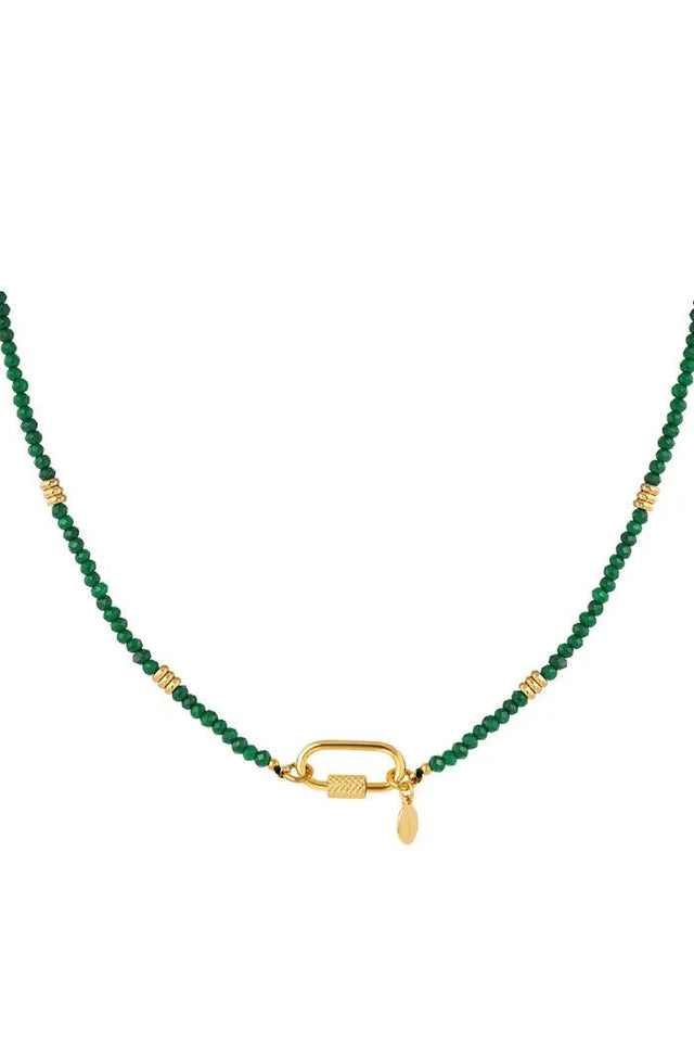 Ketting Kralen met gouden draaisluiting | Groen - wonder & melon - wonder & melon