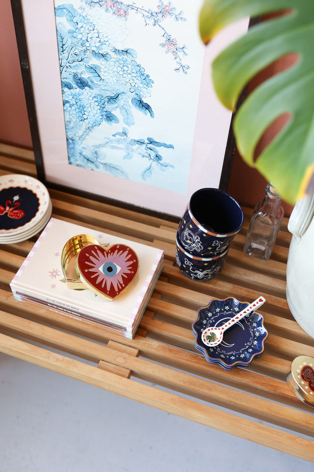 Klein bordje | blauw | maan - All the luck in the world - wonder & melon