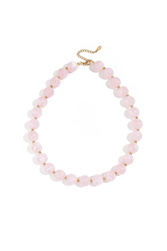 Kralen ketting | Gouden kraaltjes | Light pink - wonder & melon - wonder & melon